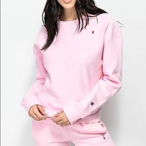 Champion Reverse Weave Candy Pink Crew Neck Sweatshirt